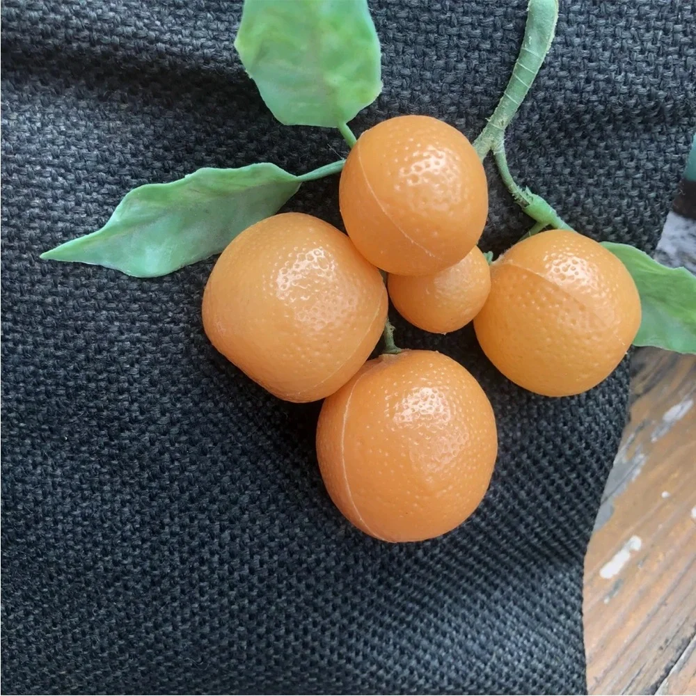 Black Tweed Purse Plastic Oranges Fruit Green Tote Bag Purse Vintage 50s 60s